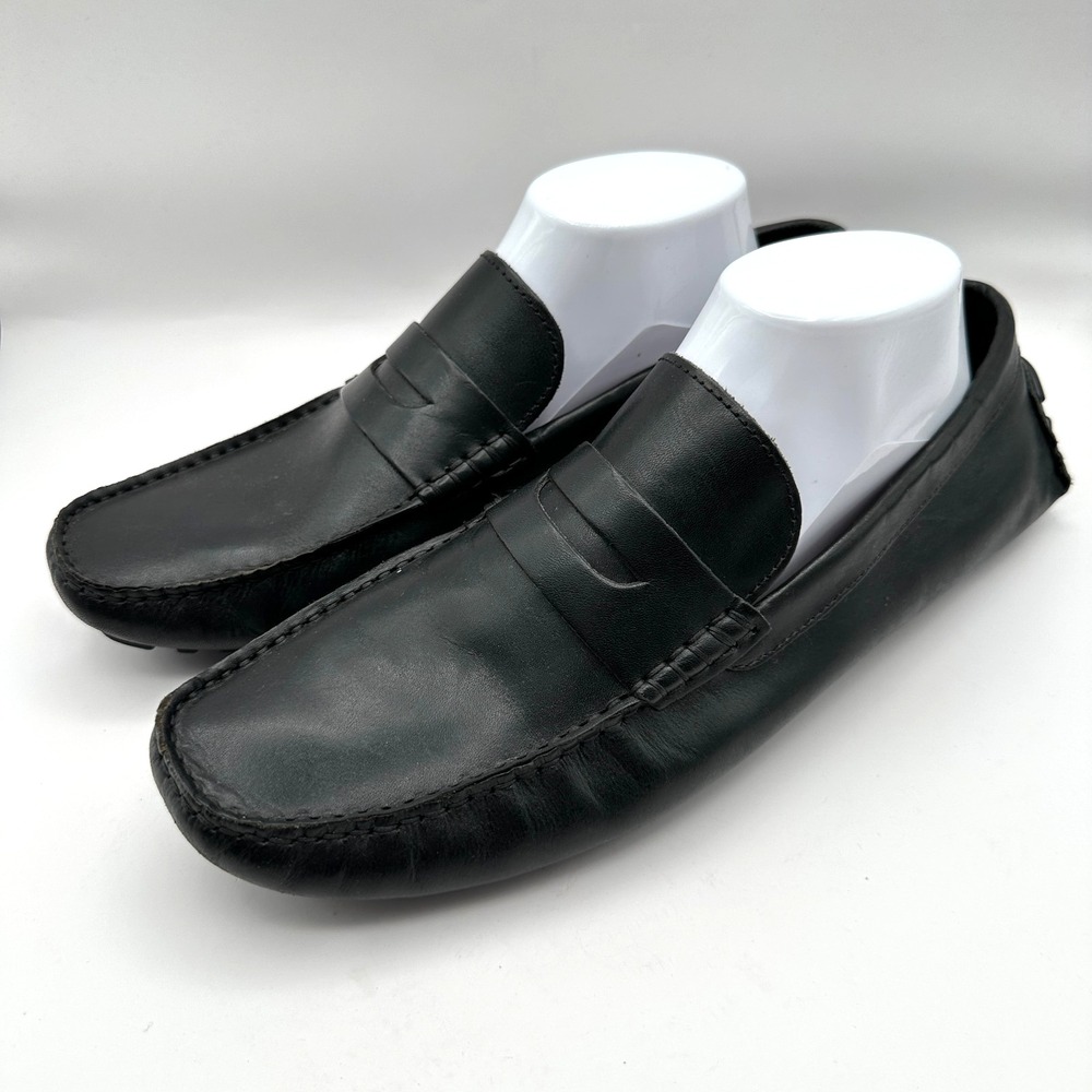Nordstrom Rack Driving Loafers‎ Mens Size 11 Black Leather Moccasins Slip On